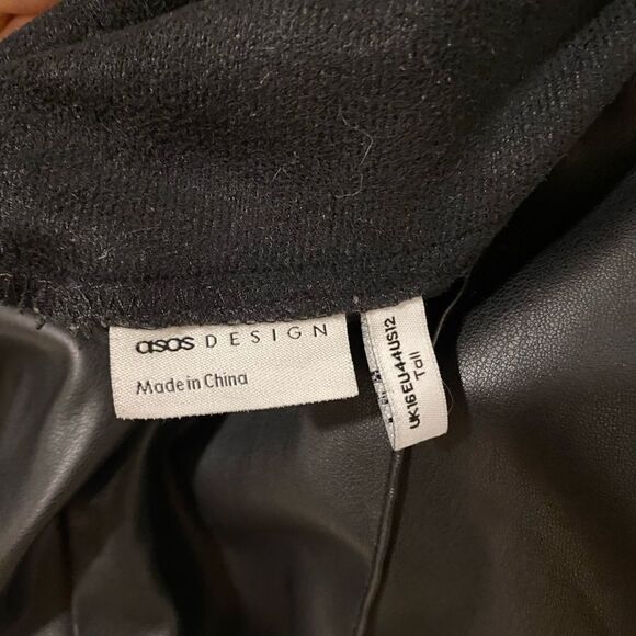 Asos Design Size 12 Tall High-waisted‎ Faux Leather Pants - Picture 2 of 6